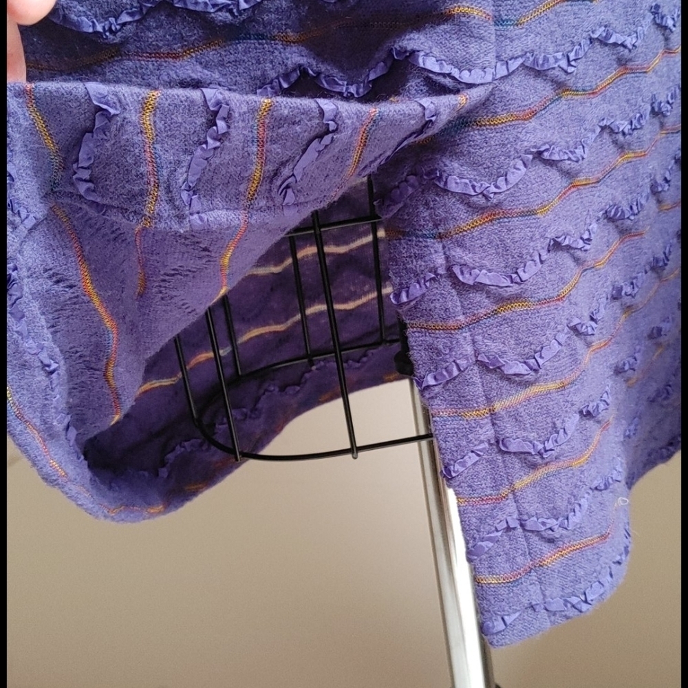 Vintage 80s Purple Long Shift Dolman Sleeves Dress with Texture - Picture 12 of 16